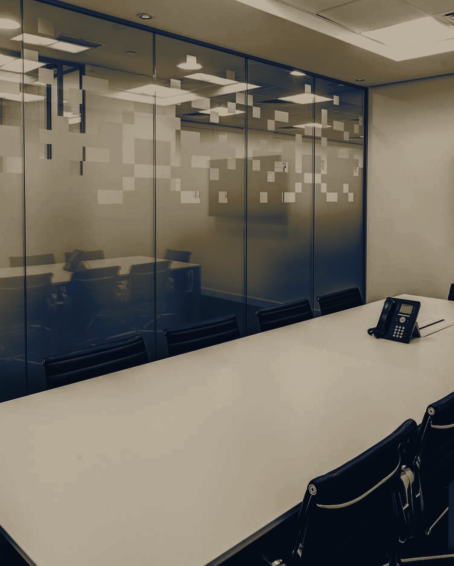 The boardroom prepared for a consultation